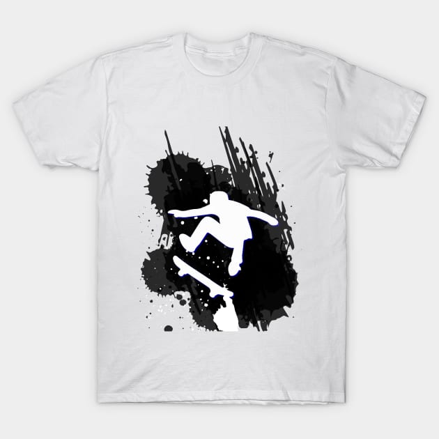 black and white skater siluet T-Shirt by anrazee